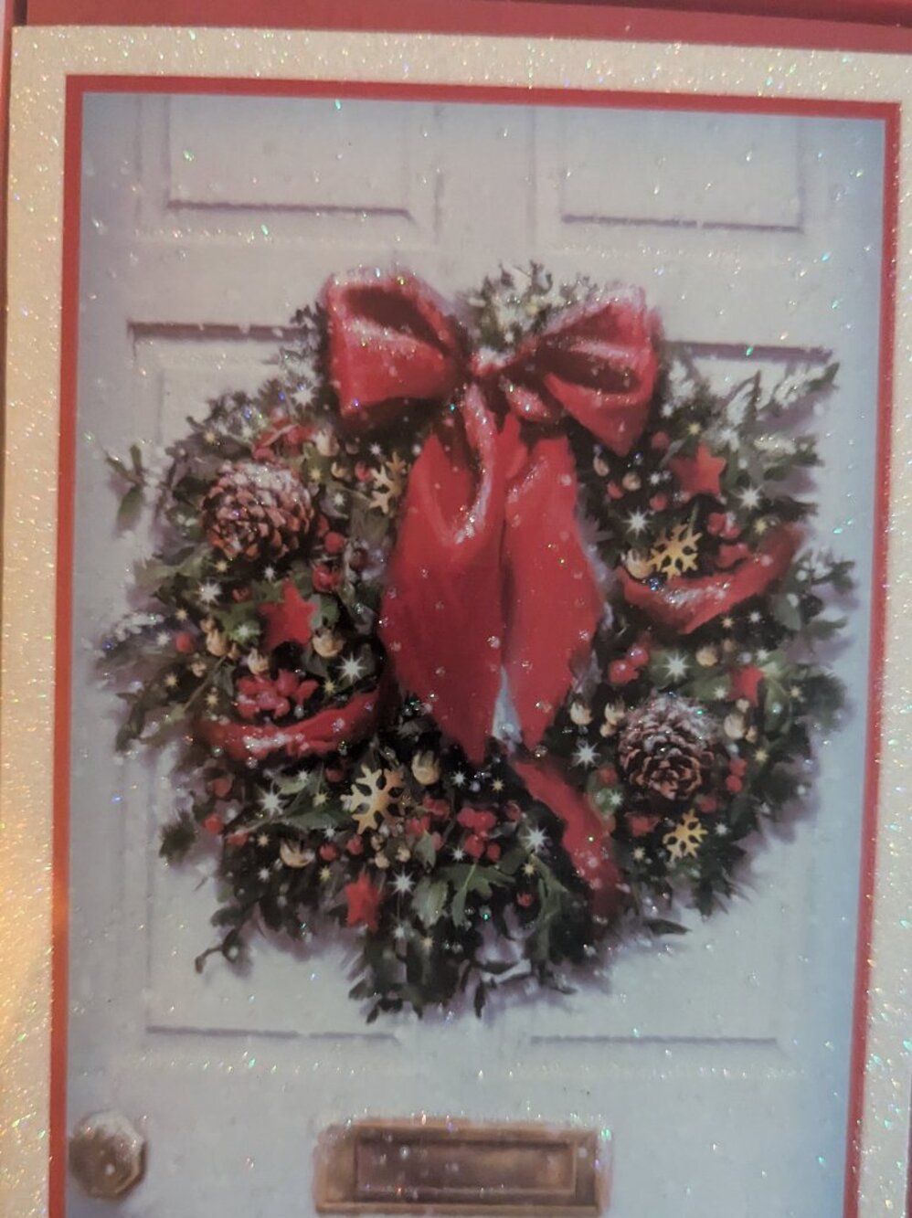 NWT 16 Cozy Glitter Wreath American Greetings Christmas Cards Sealed Box Holiday